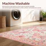 Ultra Soft Area Rug, Non Slip, Stain Resistant, Washable Area Rugs for Living Room, Bedroom, Vibrant Floral Boho Inspiration(Ivory)