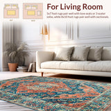 Ultra Soft Area Rug, Non Slip, Stain Resistant, Washable Area Rugs for Living Room, Bedroom, Rustic Coastal Inspired Design(Orange)
