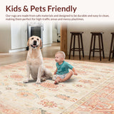 Ultra Soft Area Rug, Non Slip, Stain Resistant, Washable Area Rugs for Living Room, Bedroom, Desert Rose Faded Floral Geometric Southwest Inspired(Beige)