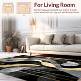 Ultra Soft Area Rug, Non Slip, Stain Resistant, Washable Area Rugs for Living Room, Bedroom, Rustic Minimalist Grayscale Theme(Black)