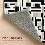 Ultra Soft Area Rug, Non Slip, Stain Resistant, Washable Area Rugs for Living Room, Bedroom, Striped Woven Area Rug Black & White Geometric Design(Black)