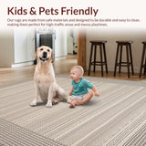 Ultra Soft Area Rug, Non Slip, Stain Resistant, Washable Area Rugs for Living Room, Bedroom, Inviting Textured Earth Palette(Beige)