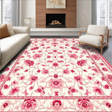 Ultra Soft Area Rug, Non Slip, Stain Resistant, Washable Area Rugs for Living Room, Bedroom, Vibrant Tropical Bloom Design(White)