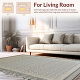 Ultra Soft Area Rug, Non Slip, Stain Resistant, Washable Area Rugs for Living Room, Bedroom, Chic Traditional Tilework Aesthetic(Beige)