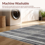 Ultra Soft Area Rug, Non Slip, Stain Resistant, Washable Area Rugs for Living Room, Bedroom, Distinctive Linear Pattern Rug Black and White Accent Piece(Gray)