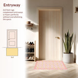 Ultra Soft Area Rug, Non Slip, Stain Resistant, Washable Area Rugs for Living Room, Bedroom, Bright Pink Botanical Appeal(Pink)
