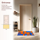 Ultra Soft Area Rug, Non Slip, Stain Resistant, Washable Area Rugs for Living Room, Bedroom, Energetic Color Blocked Graphic Style(Orange)