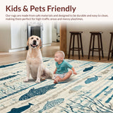 Ultra Soft Area Rug, Non Slip, Stain Resistant, Washable Area Rugs for Living Room, Bedroom, Baby Play Mat Ocean Theme Alphabet Number Classroom Carpet(Blue)