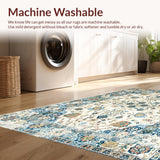 Ultra Soft Area Rug, Non Slip, Stain Resistant, Washable Area Rugs for Living Room, Bedroom, Contemporary Light Bloom Design(Beige)