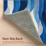 Ultra Soft Area Rug, Non Slip, Stain Resistant, Washable Area Rugs for Living Room, Bedroom, Dynamic Blue Grey Geometric Fusion(Blue)