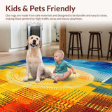 Ultra Soft Area Rug, Non Slip, Stain Resistant, Washable Area Rugs for Living Room, Bedroom, Vivid Abstract Fractal Area for Artistic Interiors(Yellow)