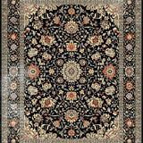 Ultra Soft Area Rug, Non Slip, Stain Resistant, Washable Area Rugs for Living Room, Bedroom, Sophisticated Traditional Print Motif(Black)