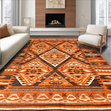 Ultra Soft Area Rug, Non Slip, Stain Resistant, Washable Area Rugs for Living Room, Bedroom, Lively Orange Trellis Design(Orange)