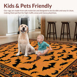 Ultra Soft Area Rug, Non Slip, Stain Resistant, Washable Area Rugs for Living Room, Bedroom, Artistic Nature-Inspired Bat Print(Orange)
