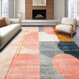 Ultra Soft Area Rug, Non Slip, Stain Resistant, Washable Area Rugs for Living Room, Bedroom, Modern Geometric Harmony Rug with Abstract Gold Accents and Subtle Peach Hues(Beige)