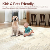 Ultra Soft Area Rug, Non Slip, Stain Resistant, Washable Area Rugs for Living Room, Bedroom, Rustic Neutral Medallion Motif Delight(Beige)