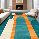 Ultra Soft Area Rug, Non Slip, Stain Resistant, Washable Area Rugs for Living Room, Bedroom, Sophisticated Linear Aesthetics(Orange)