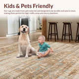Ultra Soft Area Rug, Non Slip, Stain Resistant, Washable Area Rugs for Living Room, Bedroom, Vintage Earthy Floral Motif(Beige)
