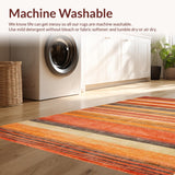 Ultra Soft Area Rug, Non Slip, Stain Resistant, Washable Area Rugs for Living Room, Bedroom, Chic Warm Tones Artful Arrangement(Orange)