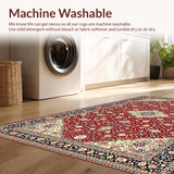 Ultra Soft Area Rug, Non Slip, Stain Resistant, Washable Area Rugs for Living Room, Bedroom, Classic Ornate Scrollwork Style(Red)
