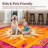 Ultra Soft Area Rug, Non Slip, Stain Resistant, Washable Area Rugs for Living Room, Bedroom, Chic Contemporary Fringed Design(Orange)