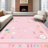 Ultra Soft Area Rug, Non Slip, Stain Resistant, Washable Area Rugs for Living Room, Bedroom, Creative Cheerful Typographic Visualization(Pink)