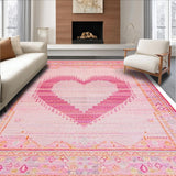 Ultra Soft Area Rug, Non Slip, Stain Resistant, Washable Area Rugs for Living Room, Bedroom, Lovely Romantic Vintage Style(Pink)