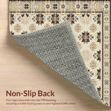 Ultra Soft Area Rug, Non Slip, Stain Resistant, Washable Area Rugs for Living Room, Bedroom, Non Skid Floor Runner with Unique Farmhouse Geo Accent(Beige)