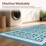 Ultra Soft Area Rug, Non Slip, Stain Resistant, Washable Area Rugs for Living Room, Bedroom, Blue Bowknot Bath Rug: Scalloped Design, Coquette Style, Cute Accent Rug(Blue)