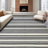 Ultra Soft Area Rug, Non Slip, Stain Resistant, Washable Area Rugs for Living Room, Bedroom, Chic Neutral Toned Linear Arrangement(Black)