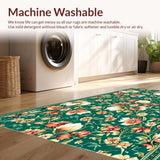 Ultra Soft Area Rug, Non Slip, Stain Resistant, Washable Area Rugs for Living Room, Bedroom, Green Botanical Shag Rug for Kids Playroom(Green)