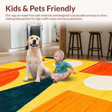 Ultra Soft Area Rug, Non Slip, Stain Resistant, Washable Area Rugs for Living Room, Bedroom, Mid Century Modern Colorful Arrangement(Yellow)