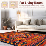 Ultra Soft Area Rug, Non Slip, Stain Resistant, Washable Area Rugs for Living Room, Bedroom, Rustic Southwest Print Design(Red)