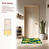 Ultra Soft Area Rug, Non Slip, Stain Resistant, Washable Area Rugs for Living Room, Bedroom, Floral Bath with Yellow and Green Flowers(Yellow)