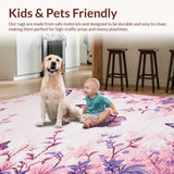 Ultra Soft Area Rug, Non Slip, Stain Resistant, Washable Area Rugs for Living Room, Bedroom, Delicate Insect Print with Cozy Vibes(Pink)