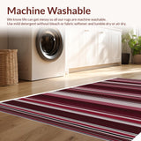 Ultra Soft Area Rug, Non Slip, Stain Resistant, Washable Area Rugs for Living Room, Bedroom, Colorful Striped Boho Elegance(Red)