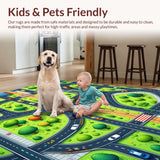 Ultra Soft Area Rug, Non Slip, Stain Resistant, Washable Area Rugs for Living Room, Bedroom, Colorful City Life Kids Playroom Educational Rug(Green)