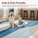 Ultra Soft Area Rug, Non Slip, Stain Resistant, Washable Area Rugs for Living Room, Bedroom, Beach Themed Bedroom Ivory Grey Blue Carpet(Blue)