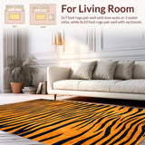 Ultra Soft Area Rug, Non Slip, Stain Resistant, Washable Area Rugs for Living Room, Bedroom, Rustic Dark Brown Tiger Print(Orange)