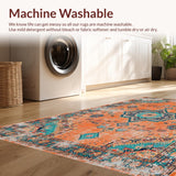 Ultra Soft Area Rug, Non Slip, Stain Resistant, Washable Area Rugs for Living Room, Bedroom, Modern Abstract Circular Pattern Play(Orange)