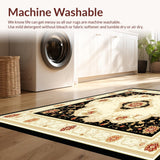 Black and Beige Oriental with Intricate Medallion Scrollwork(Beige)