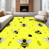 Ultra Soft Area Rug, Non Slip, Stain Resistant, Washable Area Rugs for Living Room, Bedroom, Whimsical Bee Mosaic Artwork(Yellow)