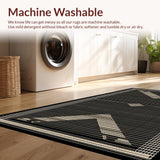 Ultra Soft Area Rug, Non Slip, Stain Resistant, Washable Area Rugs for Living Room, Bedroom, Rustic Neutral Toned Tassel Accent(Black)