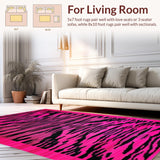 Ultra Soft Area Rug, Non Slip, Stain Resistant, Washable Area Rugs for Living Room, Bedroom, Striking Pink and Black Contrast(Pink)