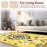 Ultra Soft Area Rug, Non Slip, Stain Resistant, Washable Area Rugs for Living Room, Bedroom, Elegant Cozy Medallion Design(Yellow)