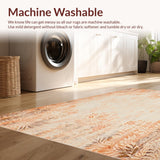 Ultra Soft Area Rug, Non Slip, Stain Resistant, Washable Area Rugs for Living Room, Bedroom, Rustic Charm Transitional Area with Distressed Botanical(Orange)
