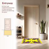Ultra Soft Area Rug, Non Slip, Stain Resistant, Washable Area Rugs for Living Room, Bedroom, Whimsical Seasonal Celebration Design(Yellow)