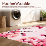 Ultra Soft Area Rug, Non Slip, Stain Resistant, Washable Area Rugs for Living Room, Bedroom, Whimsical Floral Abstract Design(Pink)
