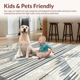 Ultra Soft Area Rug, Non Slip, Stain Resistant, Washable Area Rugs for Living Room, Bedroom, Contemporary Diamond Patterned Charm(Beige)