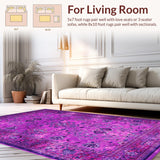 Ultra Soft Area Rug, Non Slip, Stain Resistant, Washable Area Rugs for Living Room, Bedroom, Lush Fuzzy Modern Appeal(Purple)